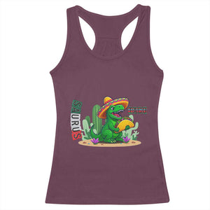 Mexican Food Lover Gift Racerback Tank Top Funny Dinosaur Taco Saurus TS12 Maroon Print Your Wear