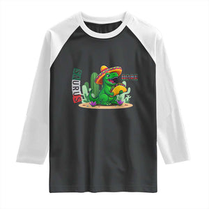 Mexican Food Lover Gift Raglan Shirt Funny Dinosaur Taco Saurus TS12 Black White Print Your Wear