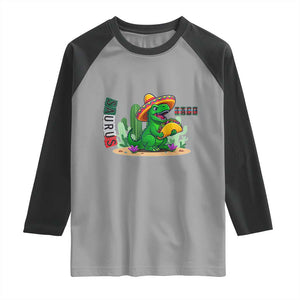 Mexican Food Lover Gift Raglan Shirt Funny Dinosaur Taco Saurus TS12 Sport Gray Black Print Your Wear