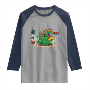 Mexican Food Lover Gift Raglan Shirt Funny Dinosaur Taco Saurus TS12 Sport Gray Navy Print Your Wear