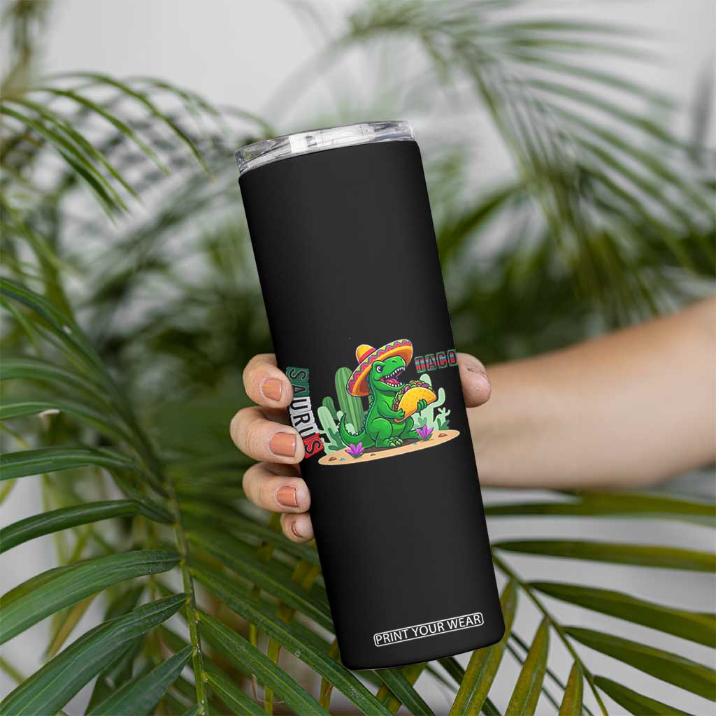 Mexican Food Lover Gift Skinny Tumbler Funny Dinosaur Taco Saurus TS12 Print Your Wear