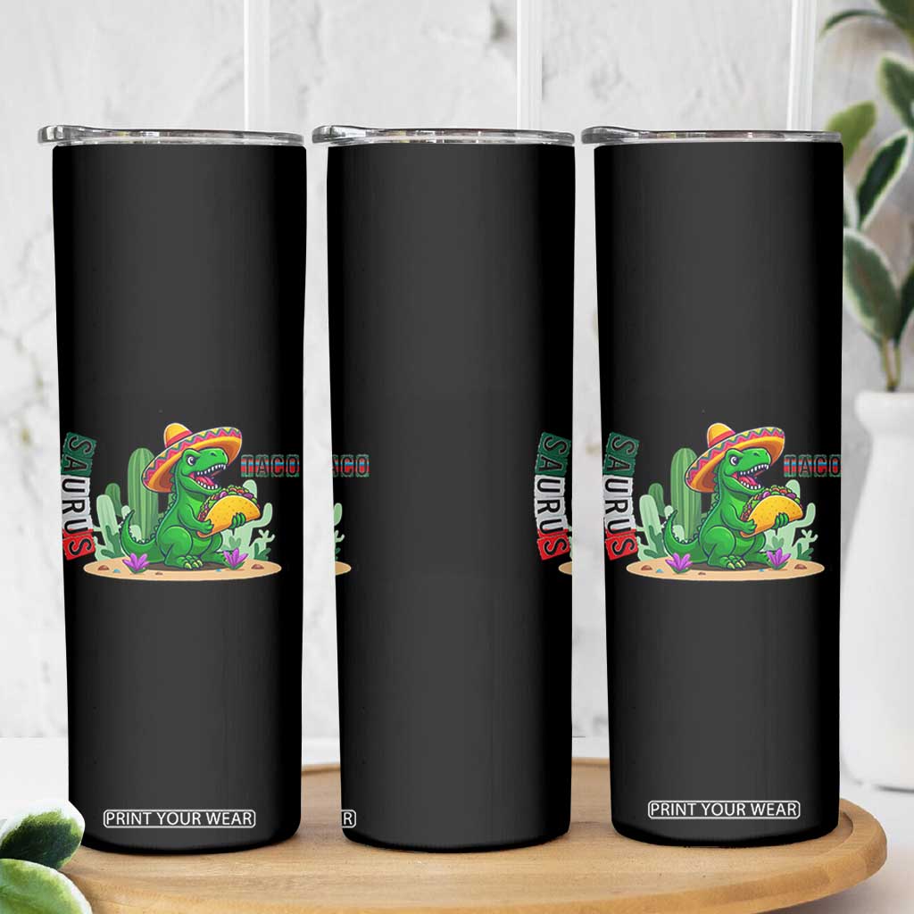 Mexican Food Lover Gift Skinny Tumbler Funny Dinosaur Taco Saurus TS12 Print Your Wear