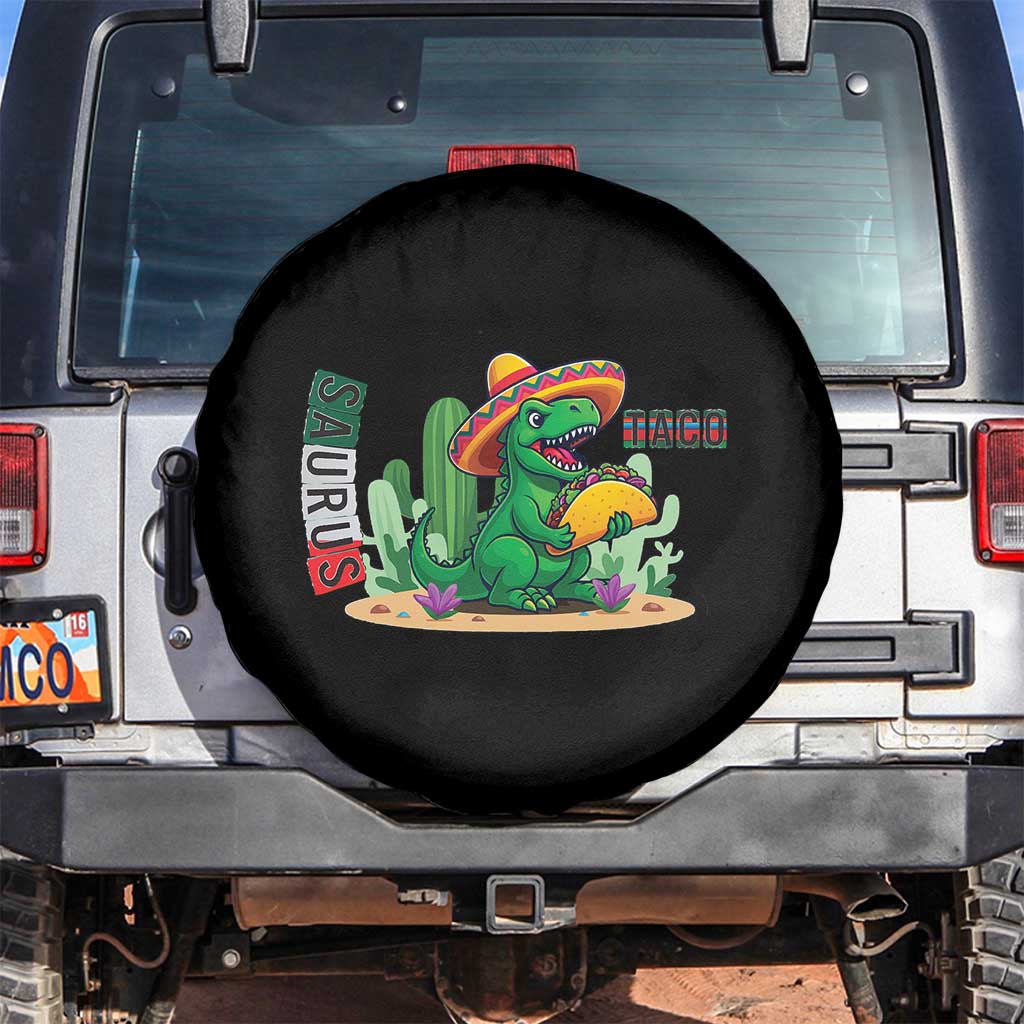 Mexican Food Lover Gift Spare Tire Cover Funny Dinosaur Taco Saurus TS12 No hole Black Print Your Wear