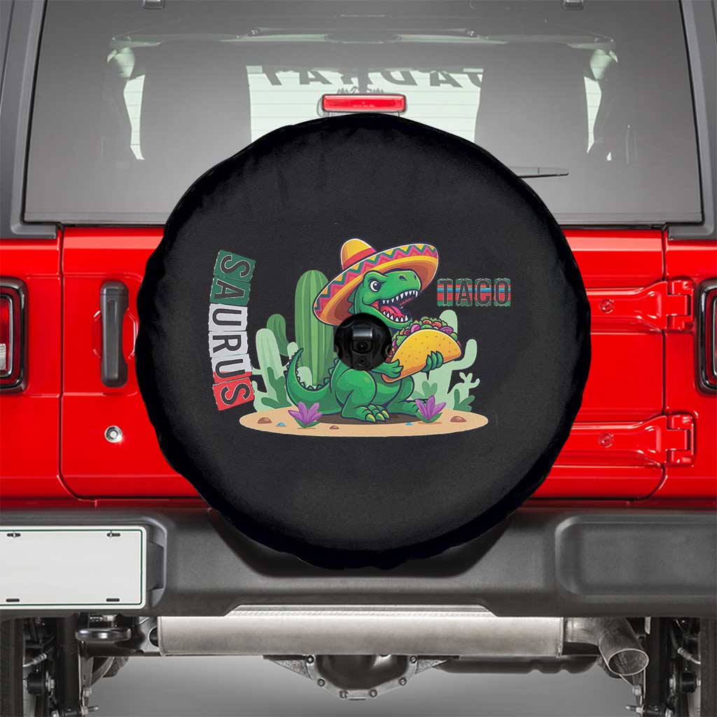 Mexican Food Lover Gift Spare Tire Cover Funny Dinosaur Taco Saurus TS12 Black Print Your Wear