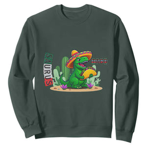 Mexican Food Lover Gift Sweatshirt Funny Dinosaur Taco Saurus TS12 Dark Forest Green Print Your Wear