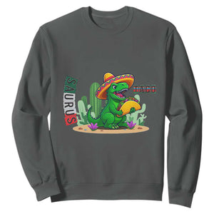 Mexican Food Lover Gift Sweatshirt Funny Dinosaur Taco Saurus TS12 Dark Heather Print Your Wear