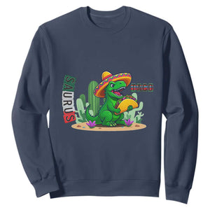 Mexican Food Lover Gift Sweatshirt Funny Dinosaur Taco Saurus TS12 Navy Print Your Wear
