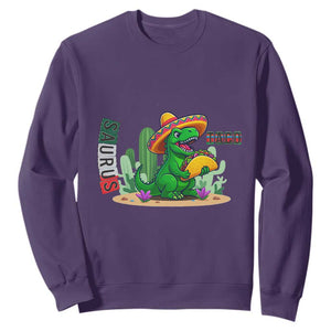 Mexican Food Lover Gift Sweatshirt Funny Dinosaur Taco Saurus TS12 Purple Print Your Wear