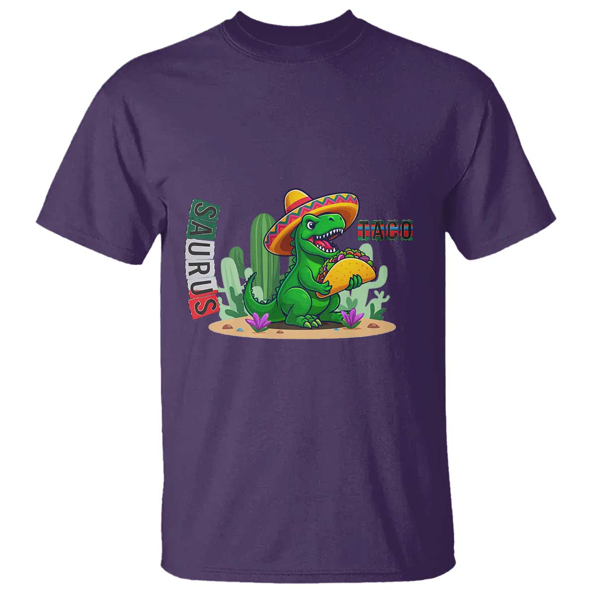 Mexican Food Lover Gift T Shirt Funny Dinosaur Taco Saurus TS12 Purple Print Your Wear