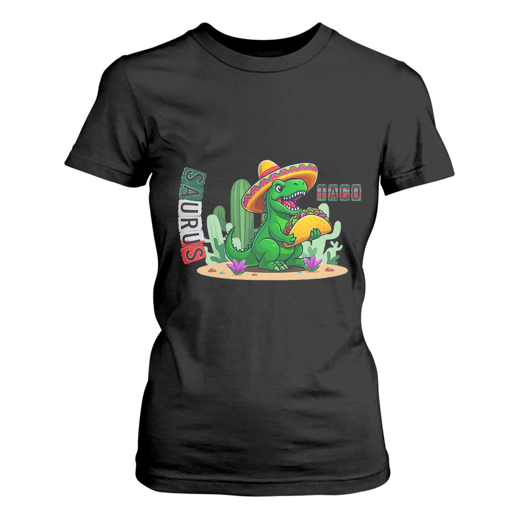 Mexican Food Lover Gift T Shirt For Women Funny Dinosaur Taco Saurus TS12 Black Print Your Wear