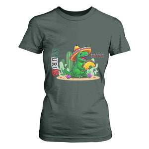 Mexican Food Lover Gift T Shirt For Women Funny Dinosaur Taco Saurus TS12 Dark Forest Green Print Your Wear