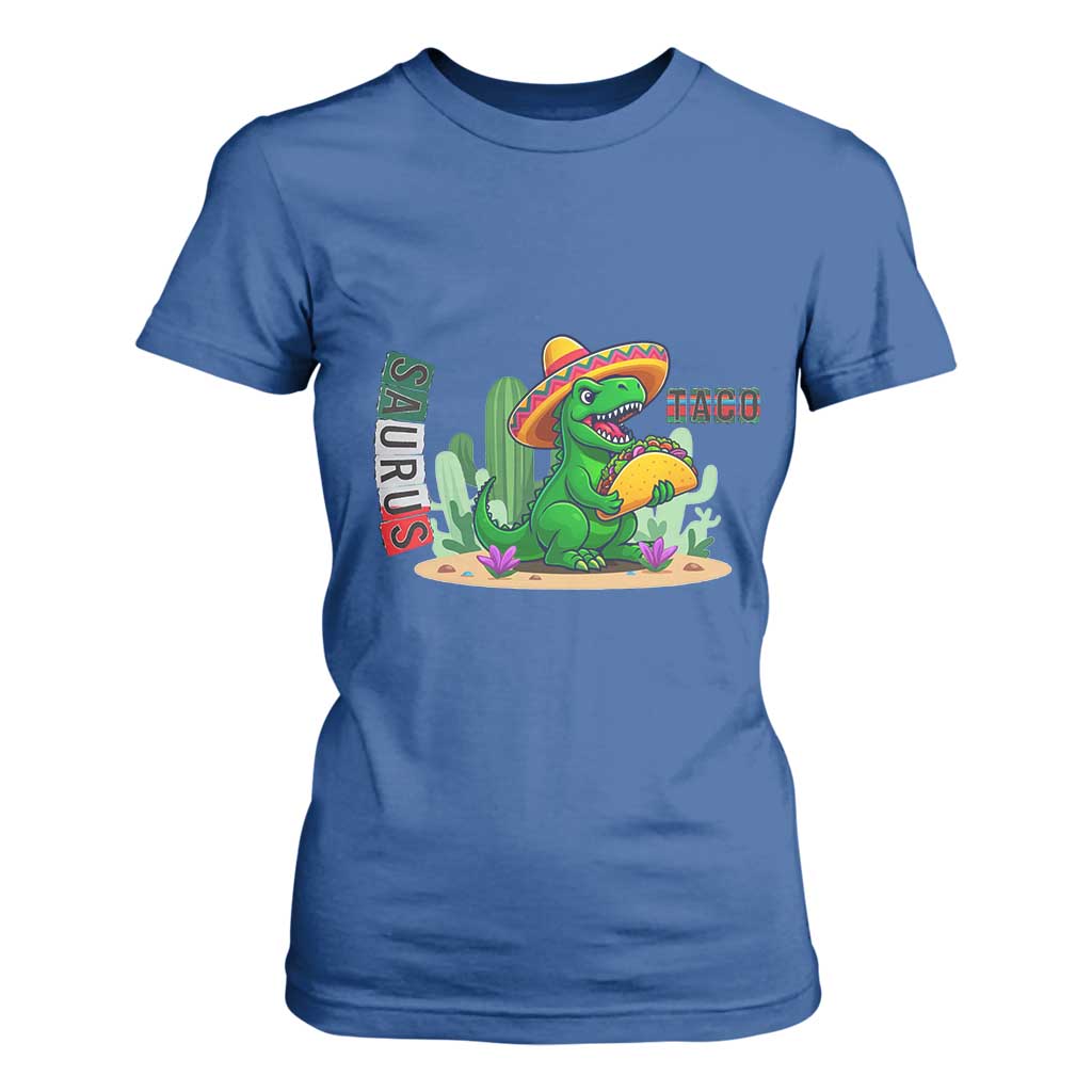 Mexican Food Lover Gift T Shirt For Women Funny Dinosaur Taco Saurus TS12 Royal Blue Print Your Wear