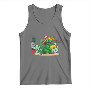 Mexican Food Lover Gift Tank Top Funny Dinosaur Taco Saurus TS12 Black Heather Print Your Wear