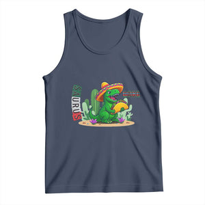Mexican Food Lover Gift Tank Top Funny Dinosaur Taco Saurus TS12 Navy Print Your Wear