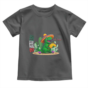 Mexican Food Lover Gift Toddler T Shirt Funny Dinosaur Taco Saurus TS12 Dark Heather Print Your Wear