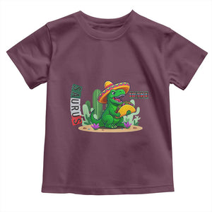 Mexican Food Lover Gift Toddler T Shirt Funny Dinosaur Taco Saurus TS12 Maroon Print Your Wear