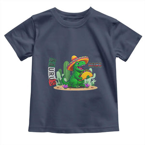 Mexican Food Lover Gift Toddler T Shirt Funny Dinosaur Taco Saurus TS12 Navy Print Your Wear