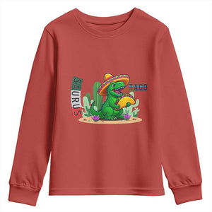 Mexican Food Lover Gift Youth Sweatshirt Funny Dinosaur Taco Saurus TS12 Red Print Your Wear
