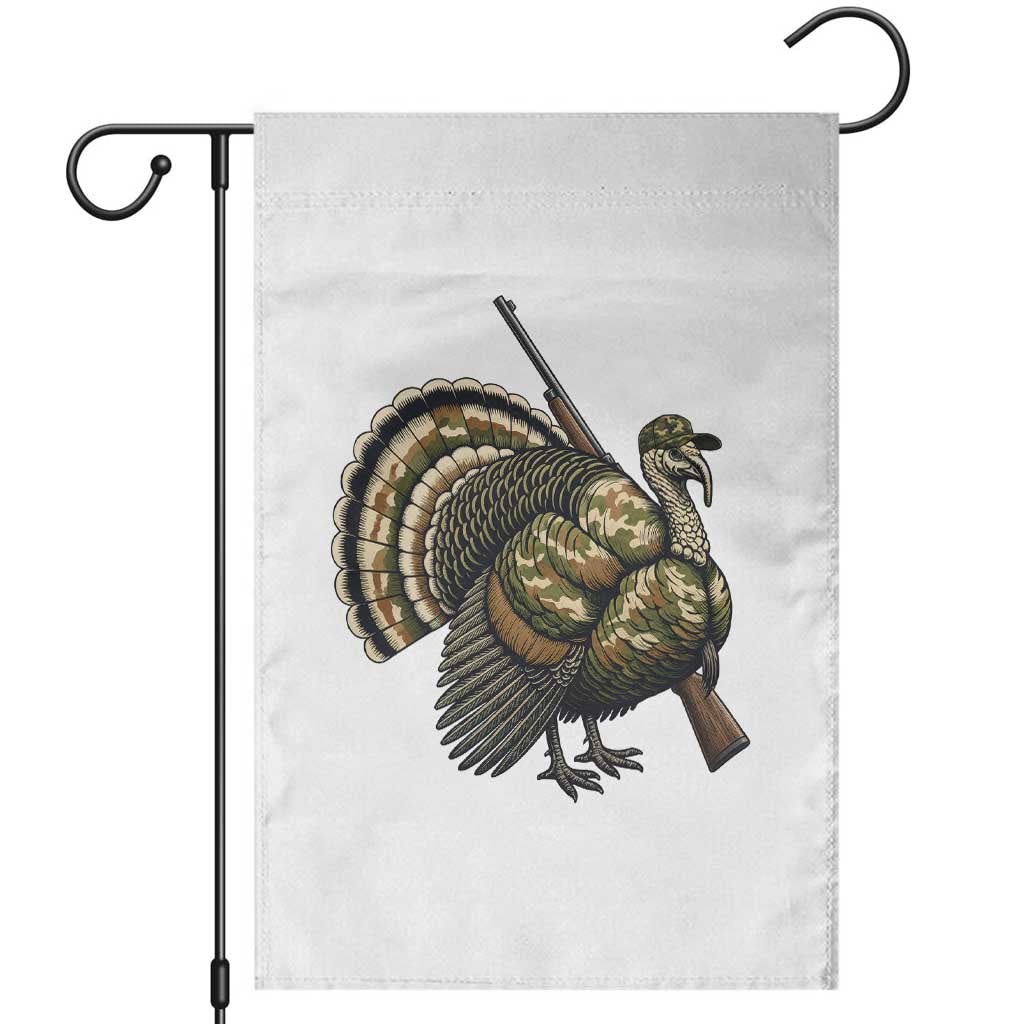 Funny Camo Turkey Hunter Rifle Gift Garden Flag TS12 White Print Your Wear