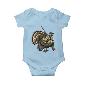 Funny Camo Turkey Hunter Rifle Gift Baby Onesie TS12 Light Blue Print Your Wear