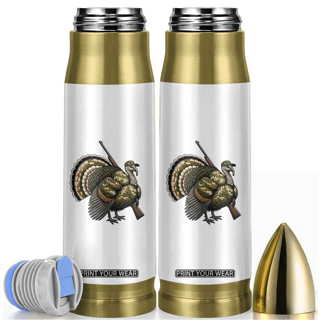Funny Camo Turkey Hunter Rifle Gift Bullet Tumbler TS12 White Print Your Wear