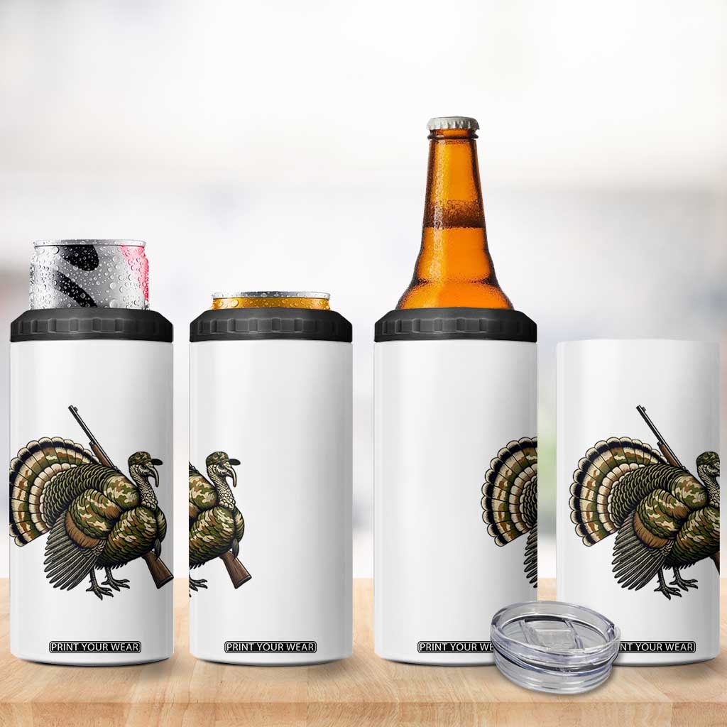 Funny Camo Turkey Hunter Rifle Gift 4 in 1 Can Cooler Tumbler TS12 Print Your Wear