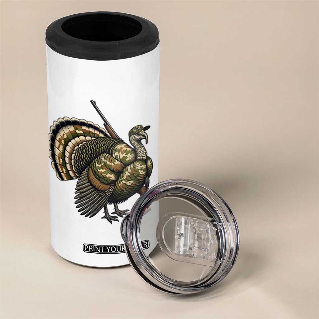 Funny Camo Turkey Hunter Rifle Gift 4 in 1 Can Cooler Tumbler TS12 Print Your Wear