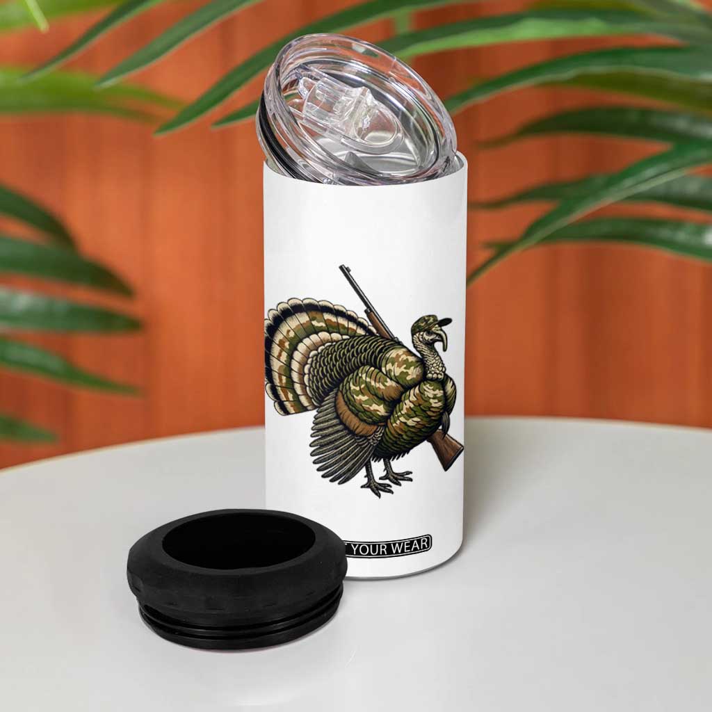 Funny Camo Turkey Hunter Rifle Gift 4 in 1 Can Cooler Tumbler TS12 Print Your Wear
