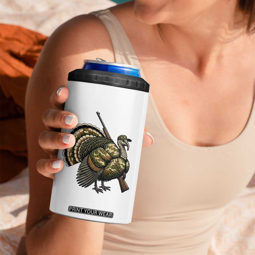 Funny Camo Turkey Hunter Rifle Gift 4 in 1 Can Cooler Tumbler TS12 Print Your Wear