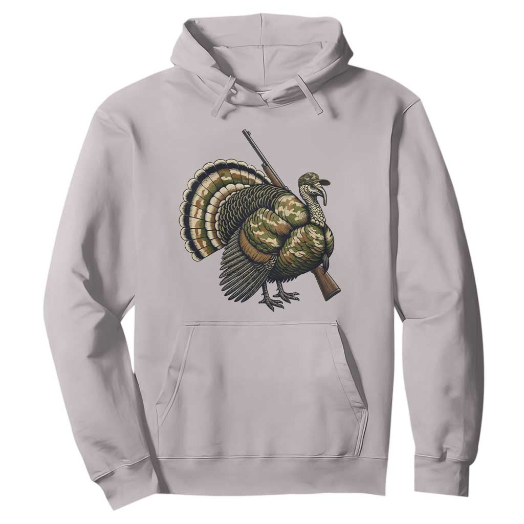Funny Camo Turkey Hunter Rifle Gift Hoodie TS12 Ice Gray Print Your Wear