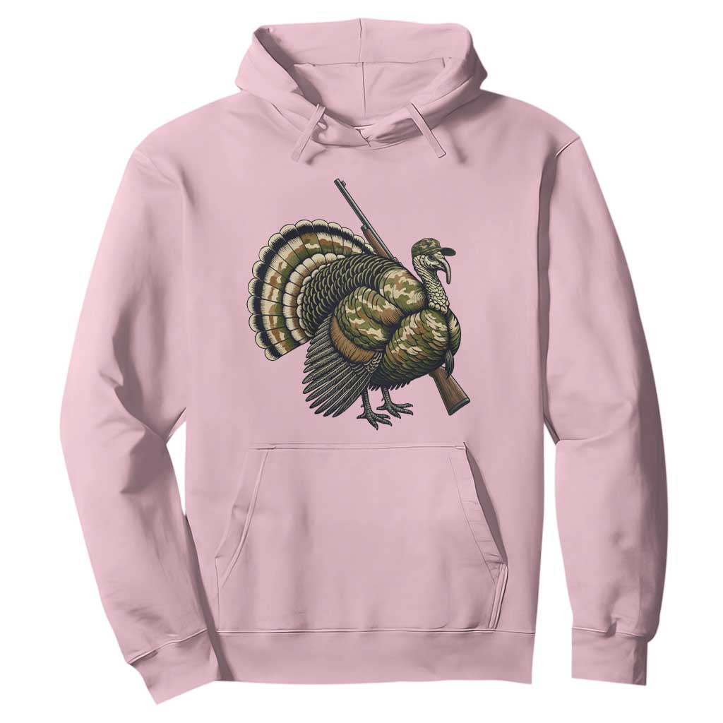 Funny Camo Turkey Hunter Rifle Gift Hoodie TS12 Light Pink Print Your Wear