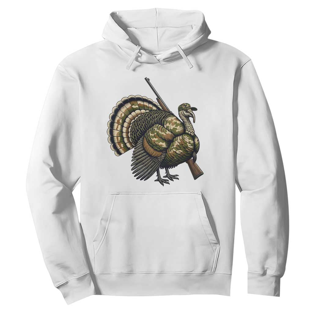 Funny Camo Turkey Hunter Rifle Gift Hoodie TS12 White Print Your Wear