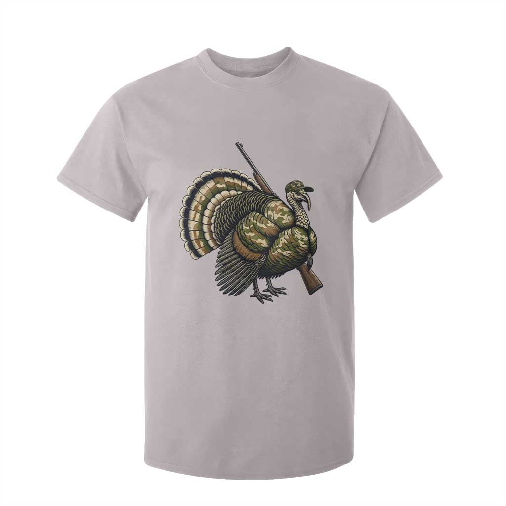 Funny Camo Turkey Hunter Rifle Gift T Shirt For Kid TS12 Ice Gray Print Your Wear