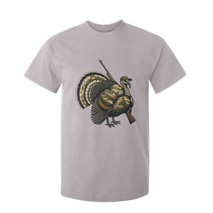Funny Camo Turkey Hunter Rifle Gift T Shirt For Kid TS12 Ice Gray Print Your Wear