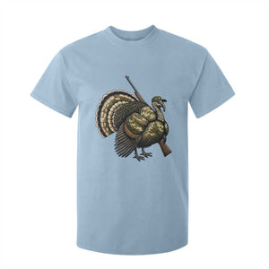 Funny Camo Turkey Hunter Rifle Gift T Shirt For Kid TS12 Light Blue Print Your Wear