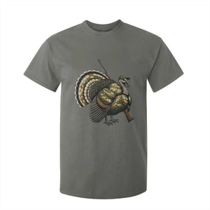 Funny Camo Turkey Hunter Rifle Gift T Shirt For Kid TS12 Military Green Print Your Wear