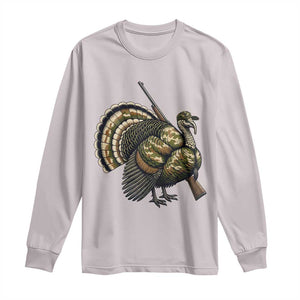 Funny Camo Turkey Hunter Rifle Gift Long Sleeve Shirt TS12 Ice Gray Print Your Wear