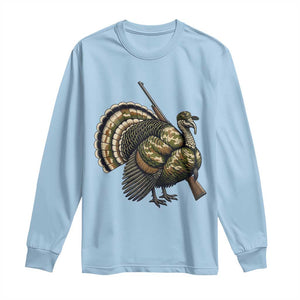 Funny Camo Turkey Hunter Rifle Gift Long Sleeve Shirt TS12 Light Blue Print Your Wear