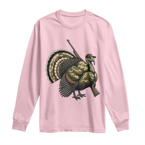 Funny Camo Turkey Hunter Rifle Gift Long Sleeve Shirt TS12 Light Pink Print Your Wear