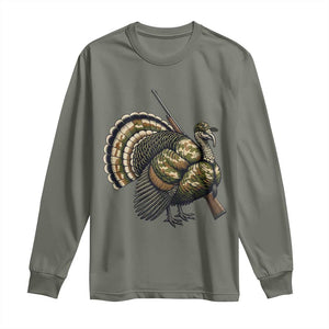 Funny Camo Turkey Hunter Rifle Gift Long Sleeve Shirt TS12 Military Green Print Your Wear