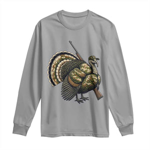 Funny Camo Turkey Hunter Rifle Gift Long Sleeve Shirt TS12 Sport Gray Print Your Wear