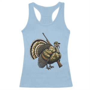 Funny Camo Turkey Hunter Rifle Gift Racerback Tank Top - Print Your Wear
