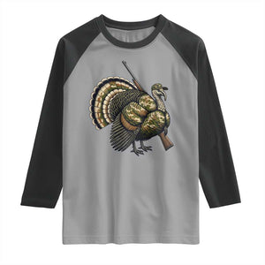 Funny Camo Turkey Hunter Rifle Gift Raglan Shirt TS12 Sport Gray Black Print Your Wear