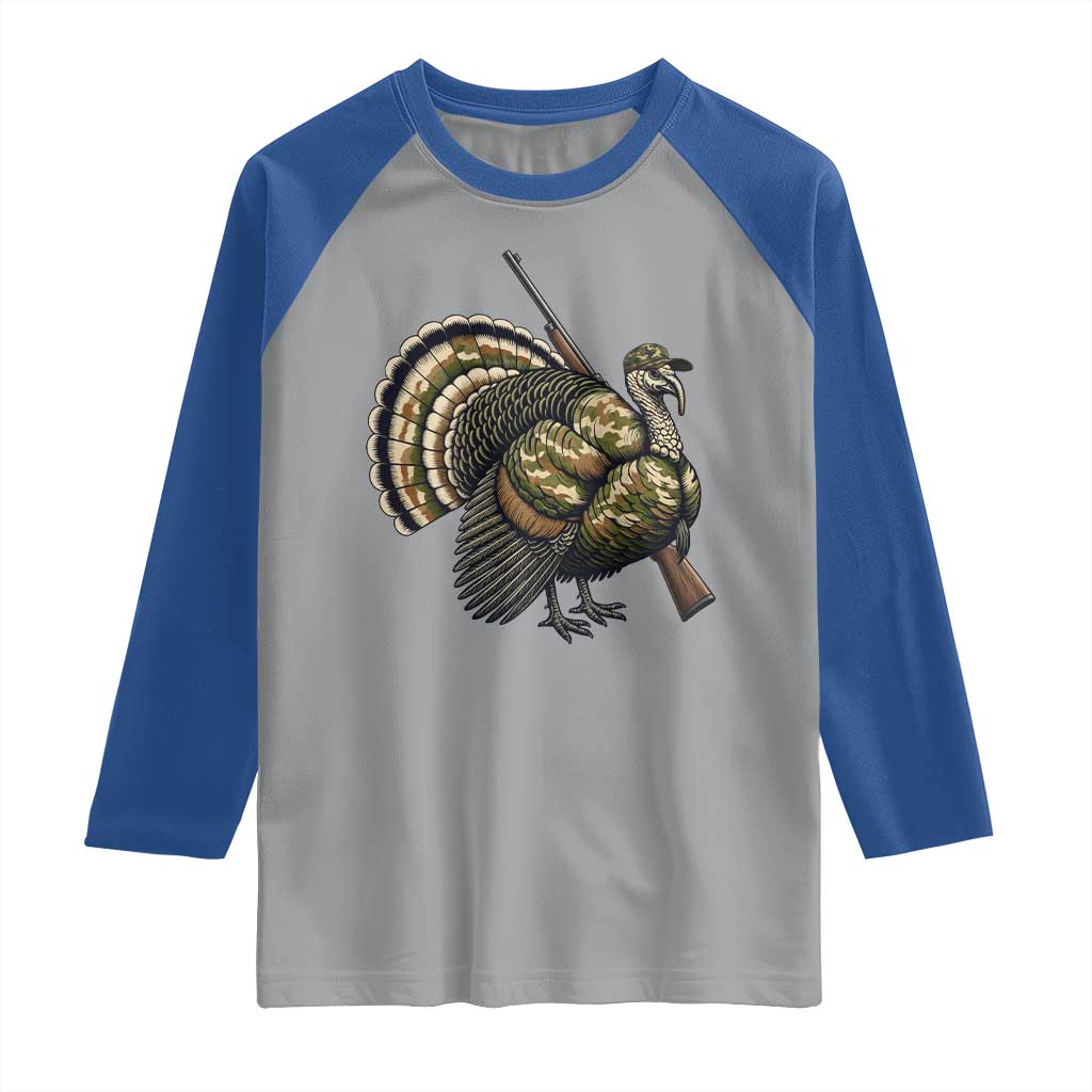 Funny Camo Turkey Hunter Rifle Gift Raglan Shirt TS12 Sport Gray Royal Print Your Wear