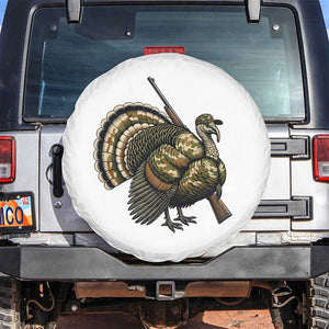 Funny Camo Turkey Hunter Rifle Gift Spare Tire Cover TS12 No hole White Print Your Wear
