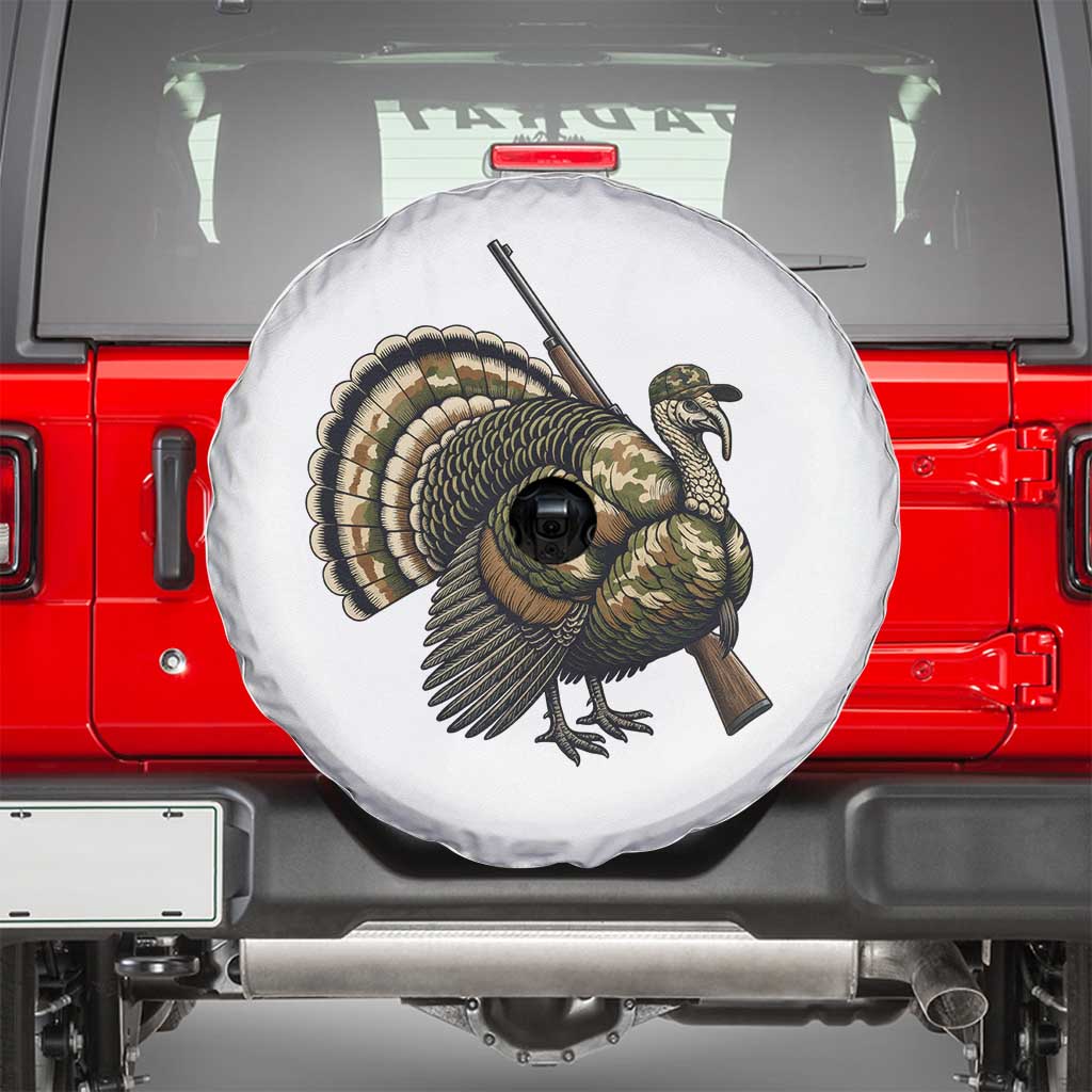 Funny Camo Turkey Hunter Rifle Gift Spare Tire Cover TS12 White Print Your Wear