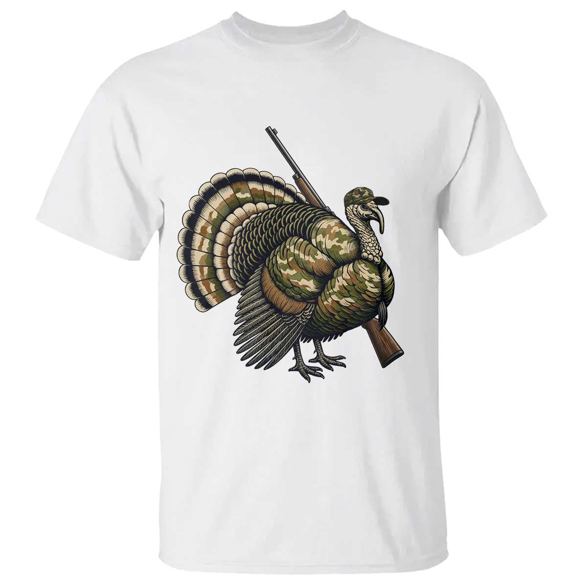 Funny Camo Turkey Hunter Rifle Gift T Shirt TS12 White Print Your Wear