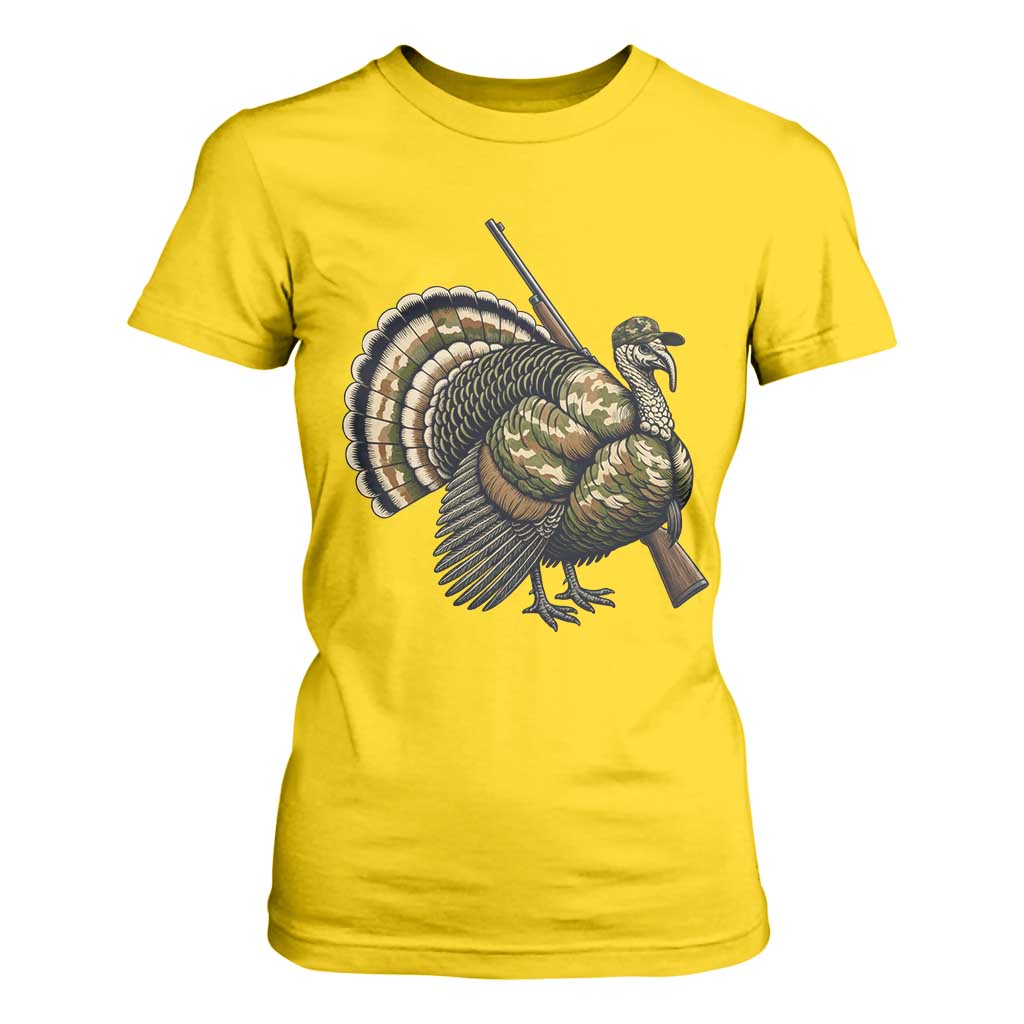 Funny Camo Turkey Hunter Rifle Gift T Shirt For Women TS12 Daisy Print Your Wear