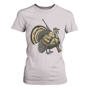 Funny Camo Turkey Hunter Rifle Gift T Shirt For Women TS12 Ice Gray Print Your Wear
