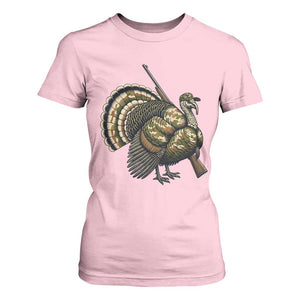 Funny Camo Turkey Hunter Rifle Gift T Shirt For Women TS12 Light Pink Print Your Wear